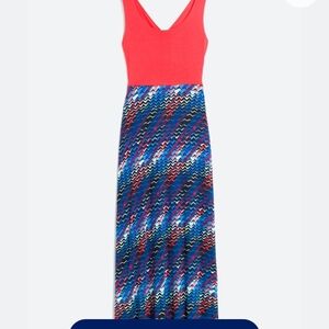 Gilli Coral and Blue Patterned Maxi Dress